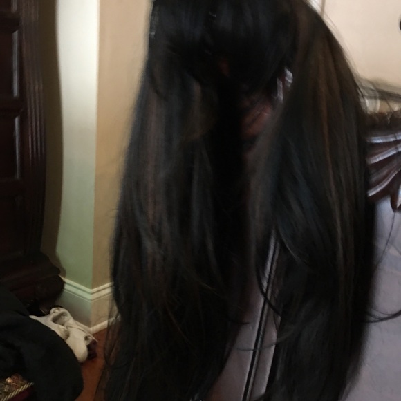 Black wig with chestnut streaks - Picture 4 of 8